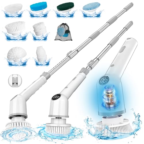 Cordless Electric Spin Scrubber with 8 Replaceable Brush Heads B88731