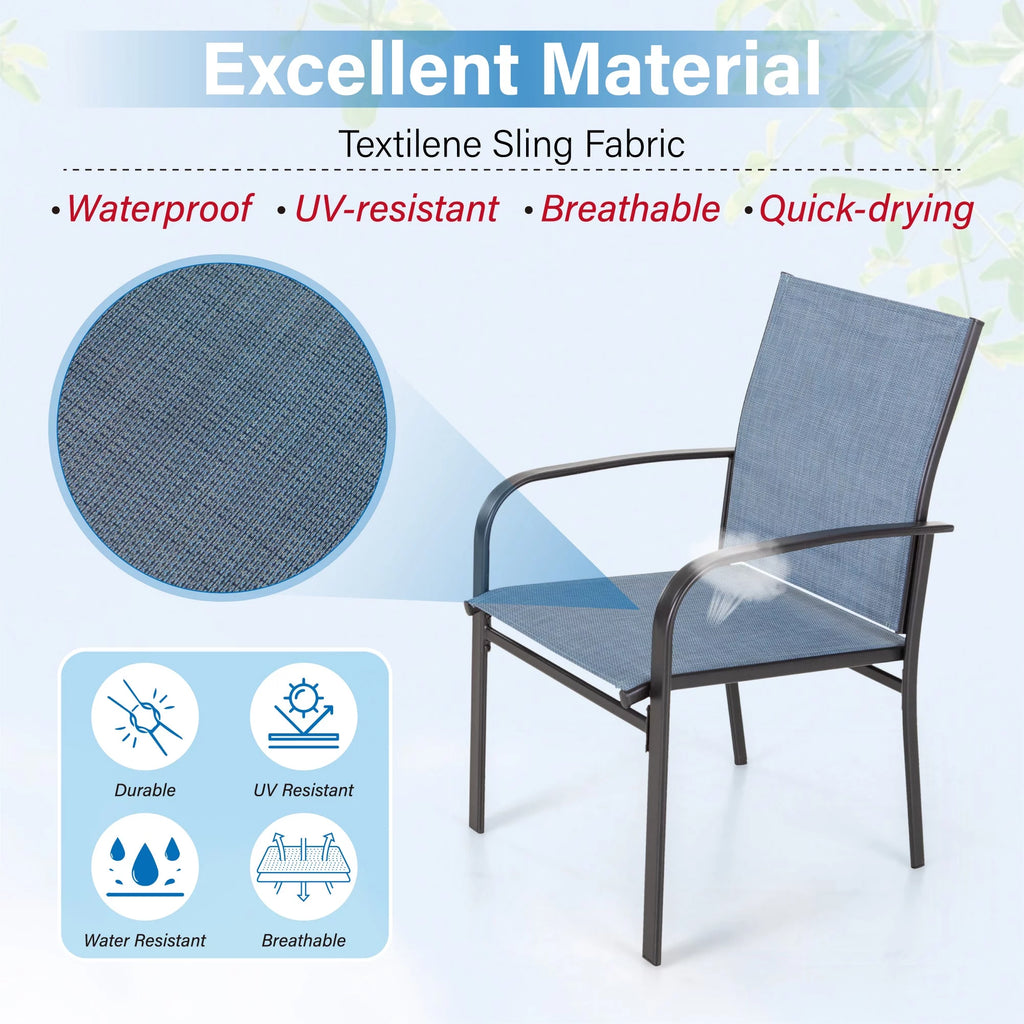Blue Textilene Outdoor Dining Chair Set of 4 G333