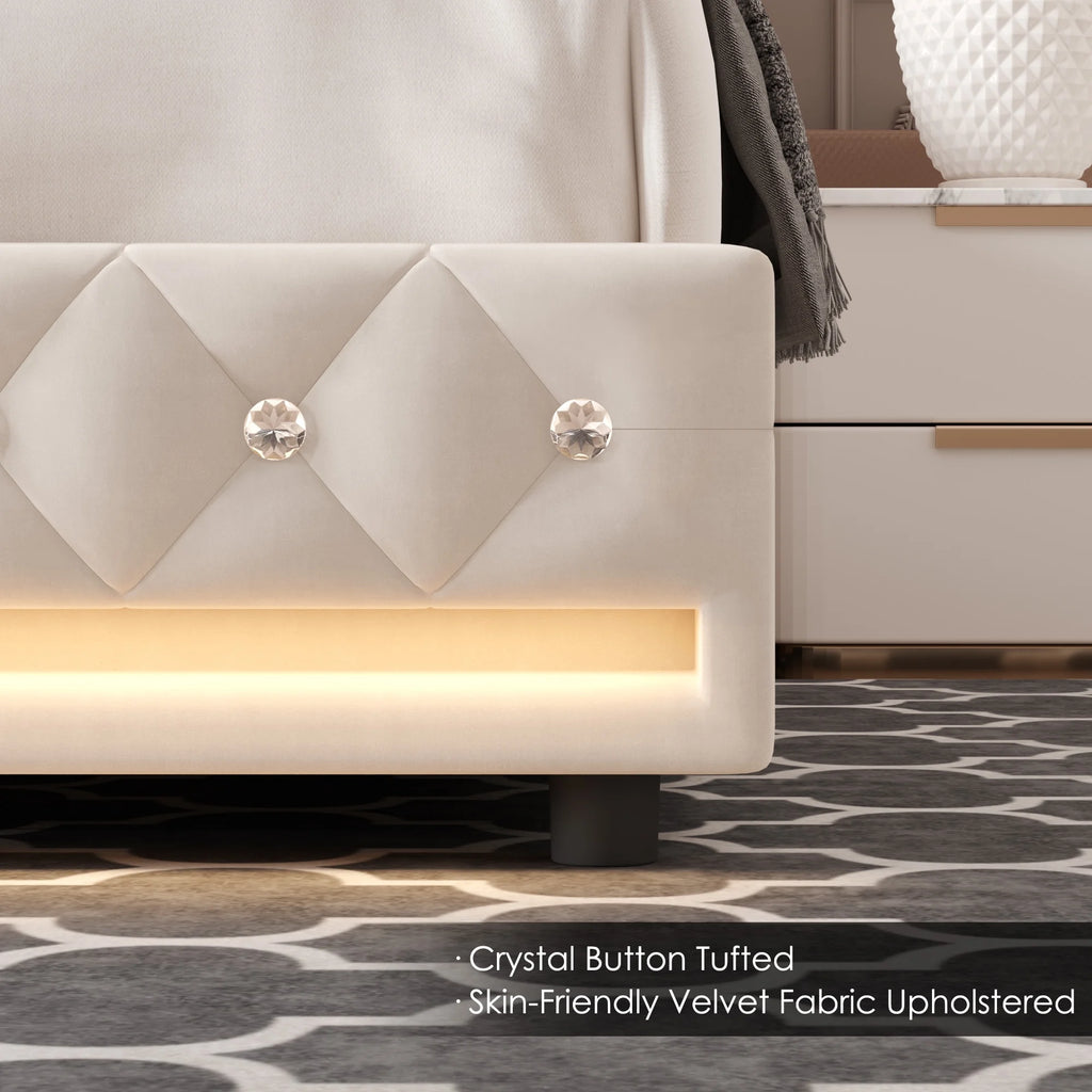 King Size LED Bed Frame with 4 Storage Drawers L80833