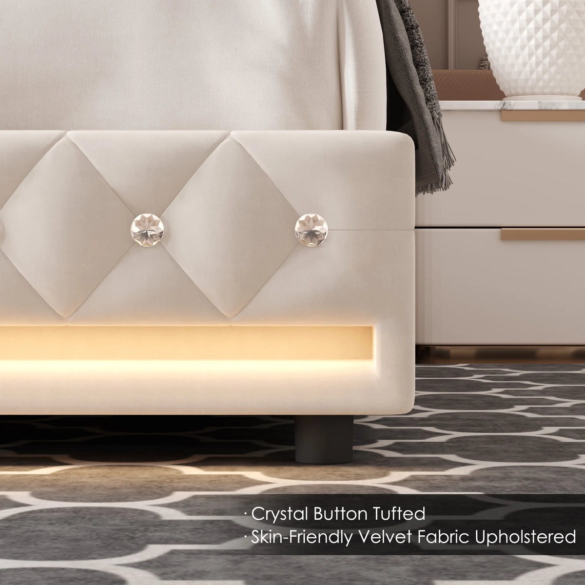 King Size LED Bed Frame with 4 Storage Drawers L80833