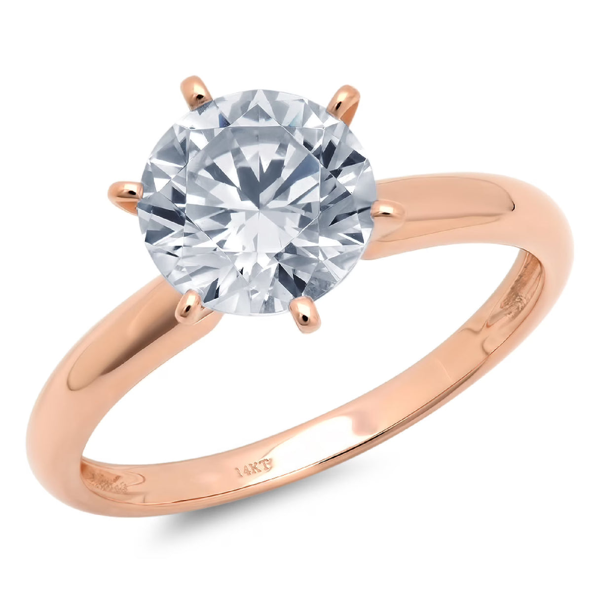 14k Rose Gold Solitaire Ring SZ 10 F382618