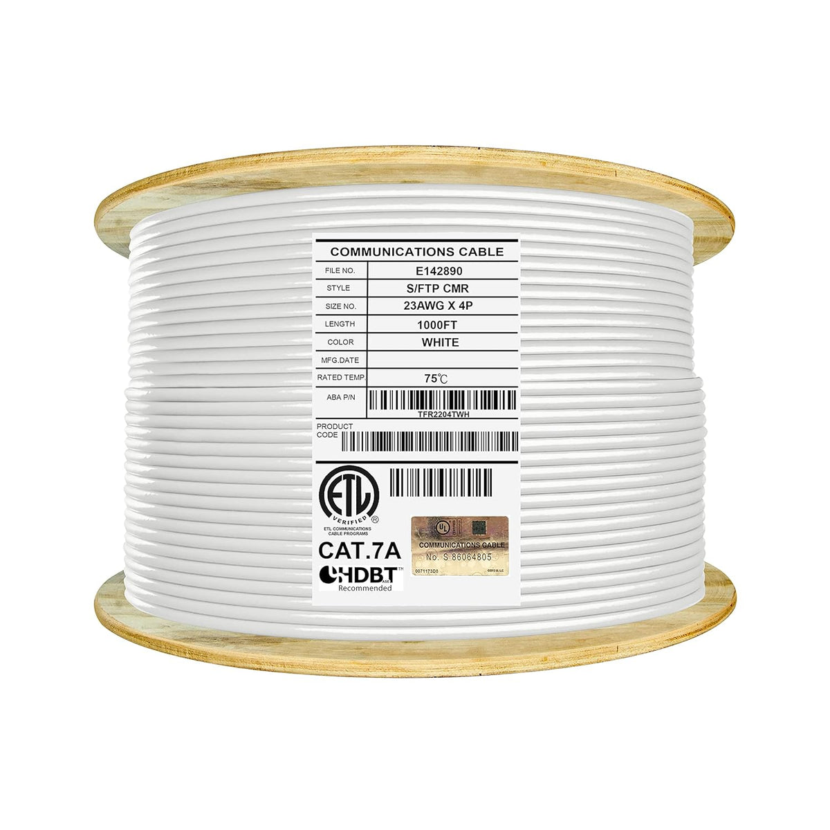 Blue Shielded Cat7A Ethernet Cable 1000ft Reel Q157110