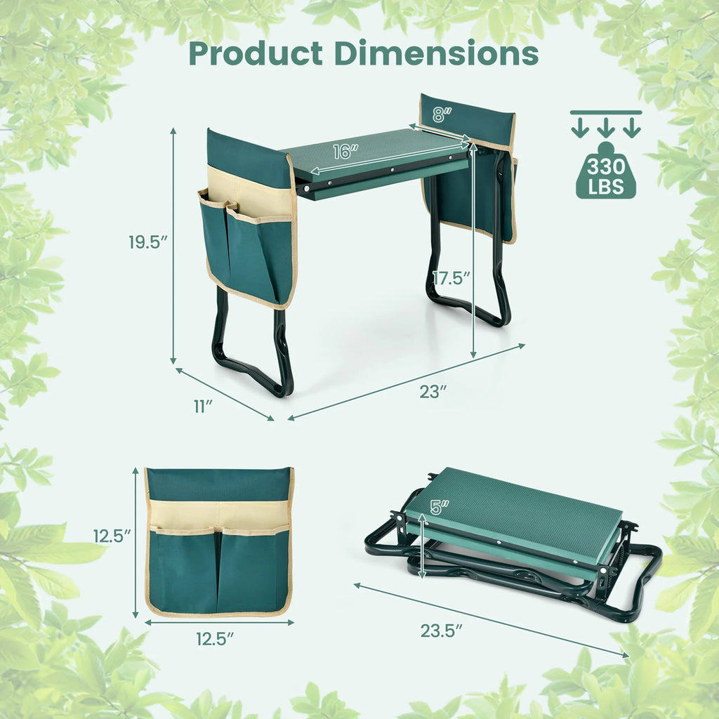 Folding Garden Kneeler Seat Bench with Tool Pouches S756339