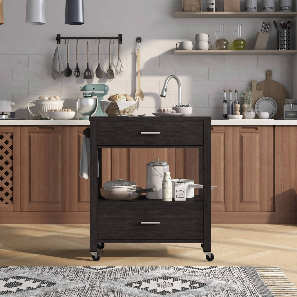 White 2-Drawer Serving Cart N3443