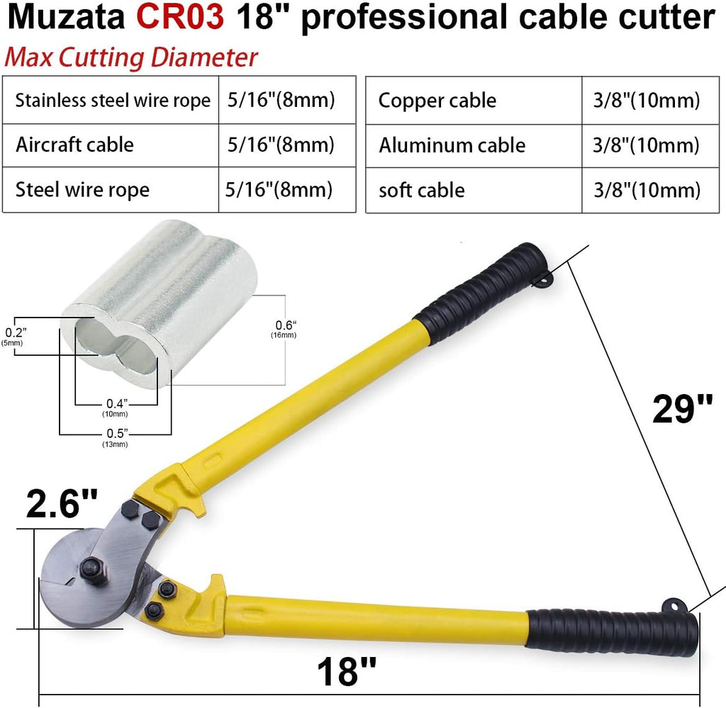 18 Hardened Cable Cutter, Chromium Vanadium Steel, with 10Pcs Ferrules T432225