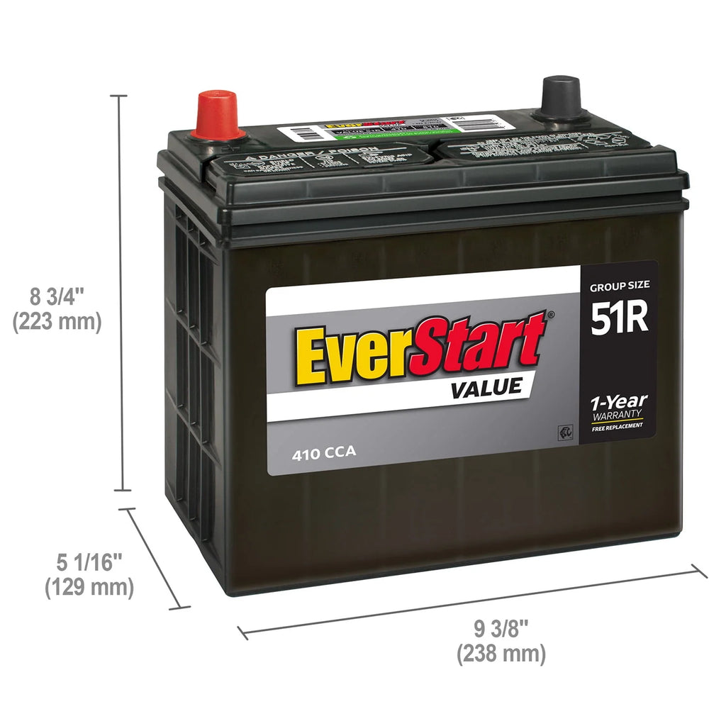 Lead Acid Automotive Battery Group Size 51R 12 Volt 410 CCA H614