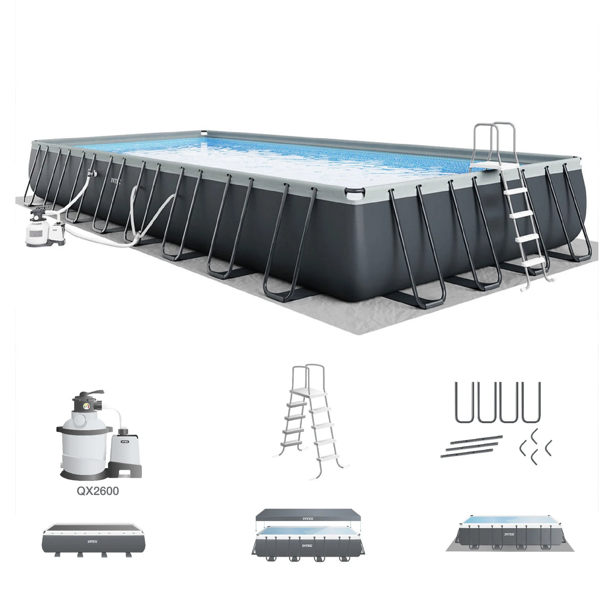 Rectangular Above Ground Swimming Pool Set H24897