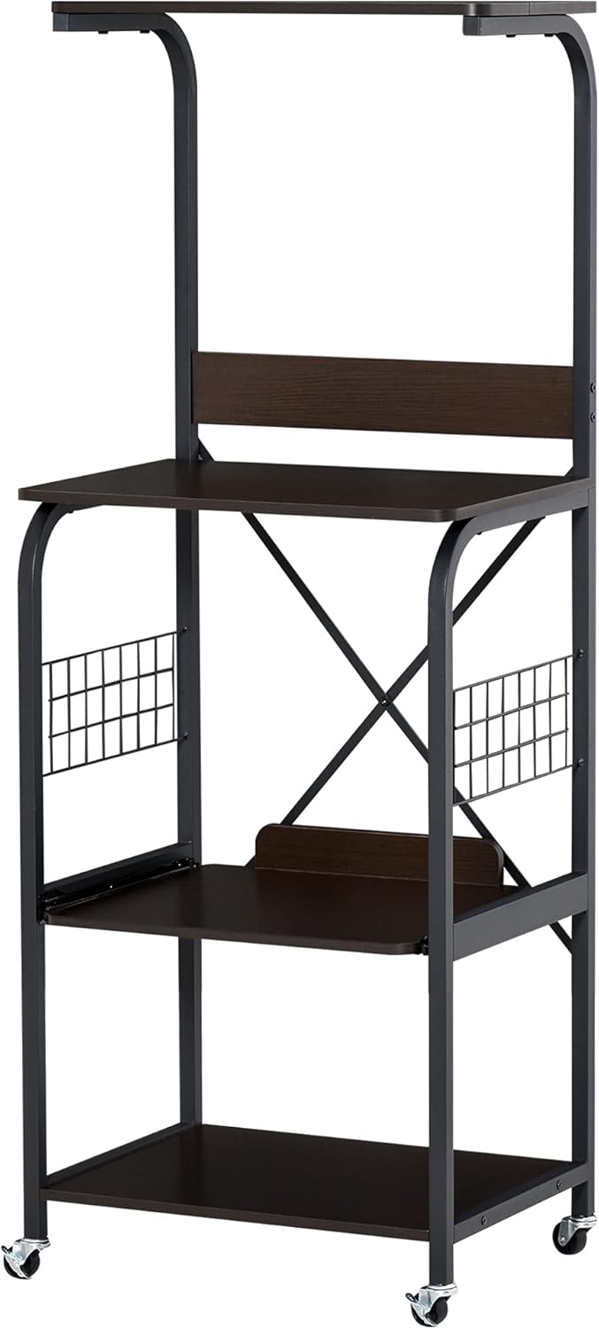 White 4-Tier Rolling Microwave Stand Utility Cart E533