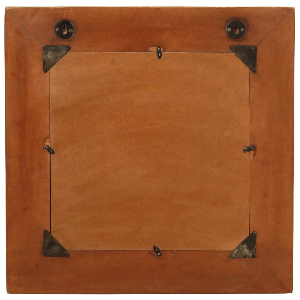 Reclaimed Wood Frame Glass Wall Mirror 23.6 x 23.6 Inches G789159