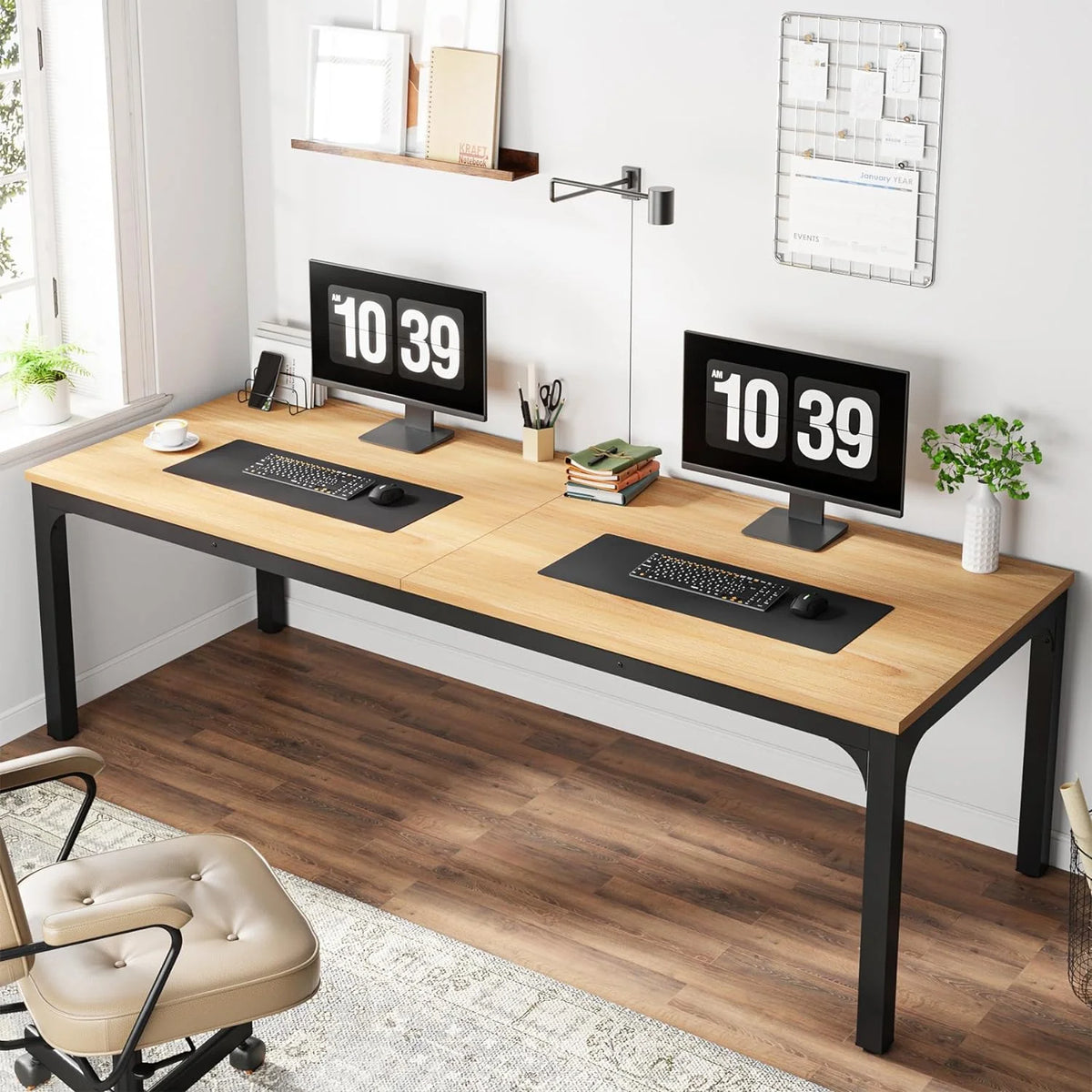 78.7 inches Extra Long Double Office Writing Desk with Adjustable Foot Pads Y929