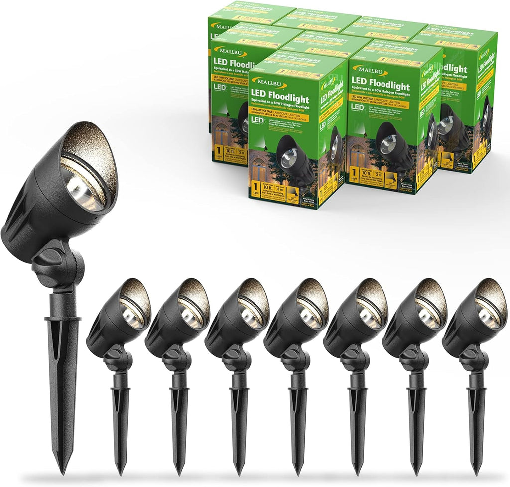 Halogen 50W Outdoor Spot Lights Waterproof Low Voltage Lighting with Spike Stand, 8 Pack F523522