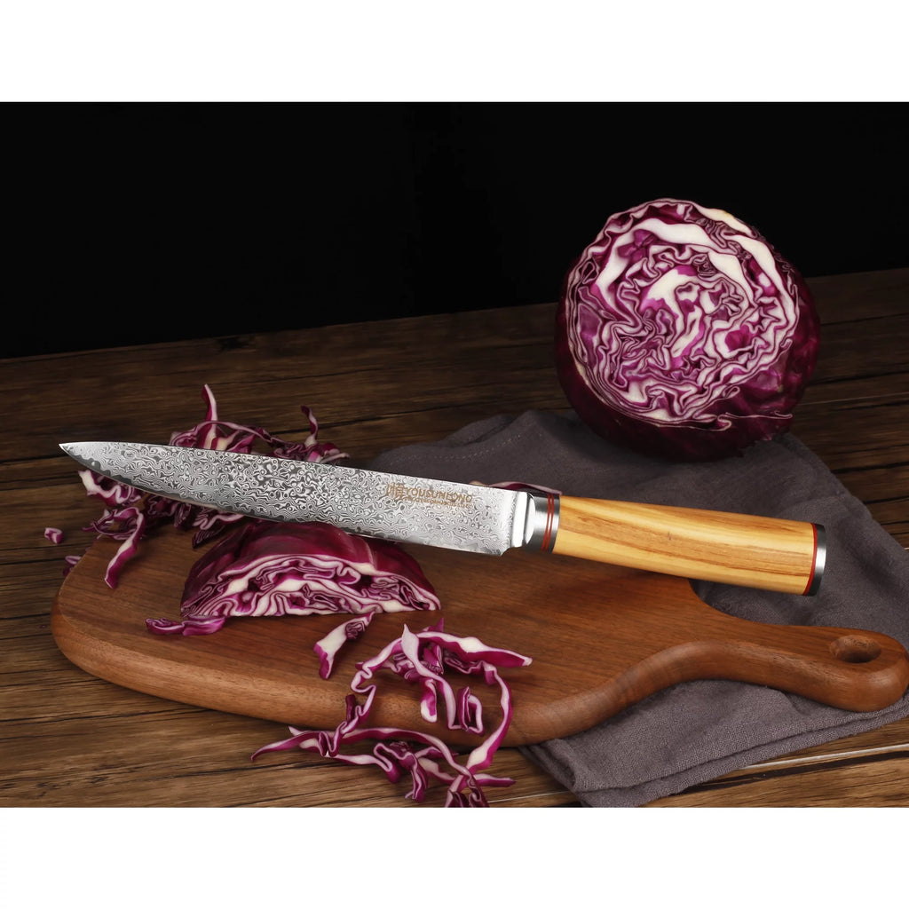 8 Inch Damascus Steel Olive Wood Carving Knife B97860