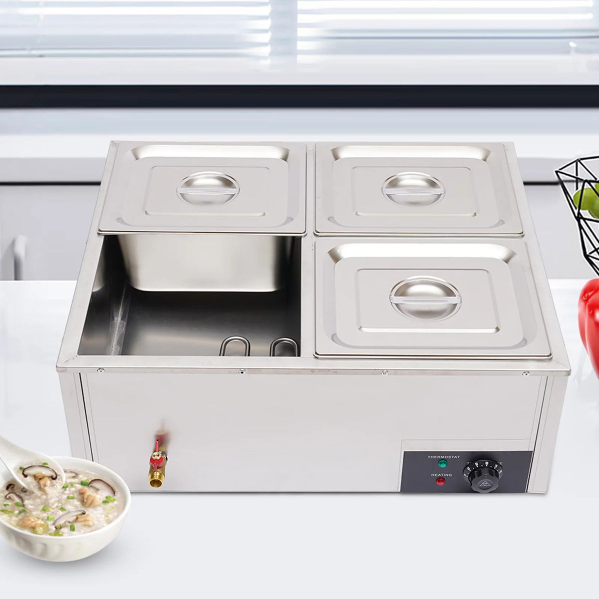850W 4-Pan Commercial Food Warmer I91646