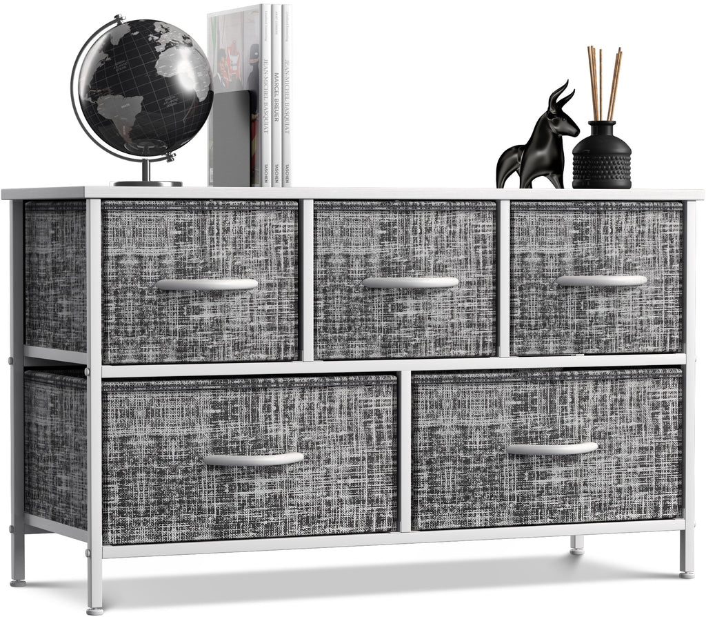 5 Drawer Storage Chest Dresser with Fabric Bins C70491