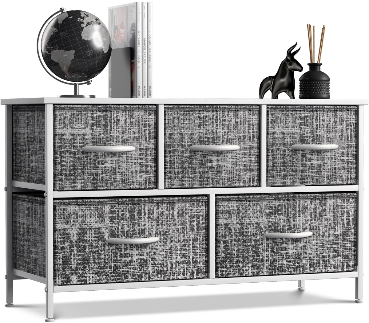 5 Drawer Storage Chest Dresser with Fabric Bins C70491