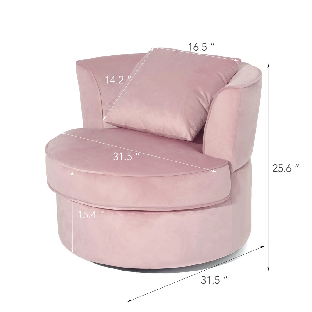 Pink Velvet Swivel Barrel Chair with 1 Pillow S491566