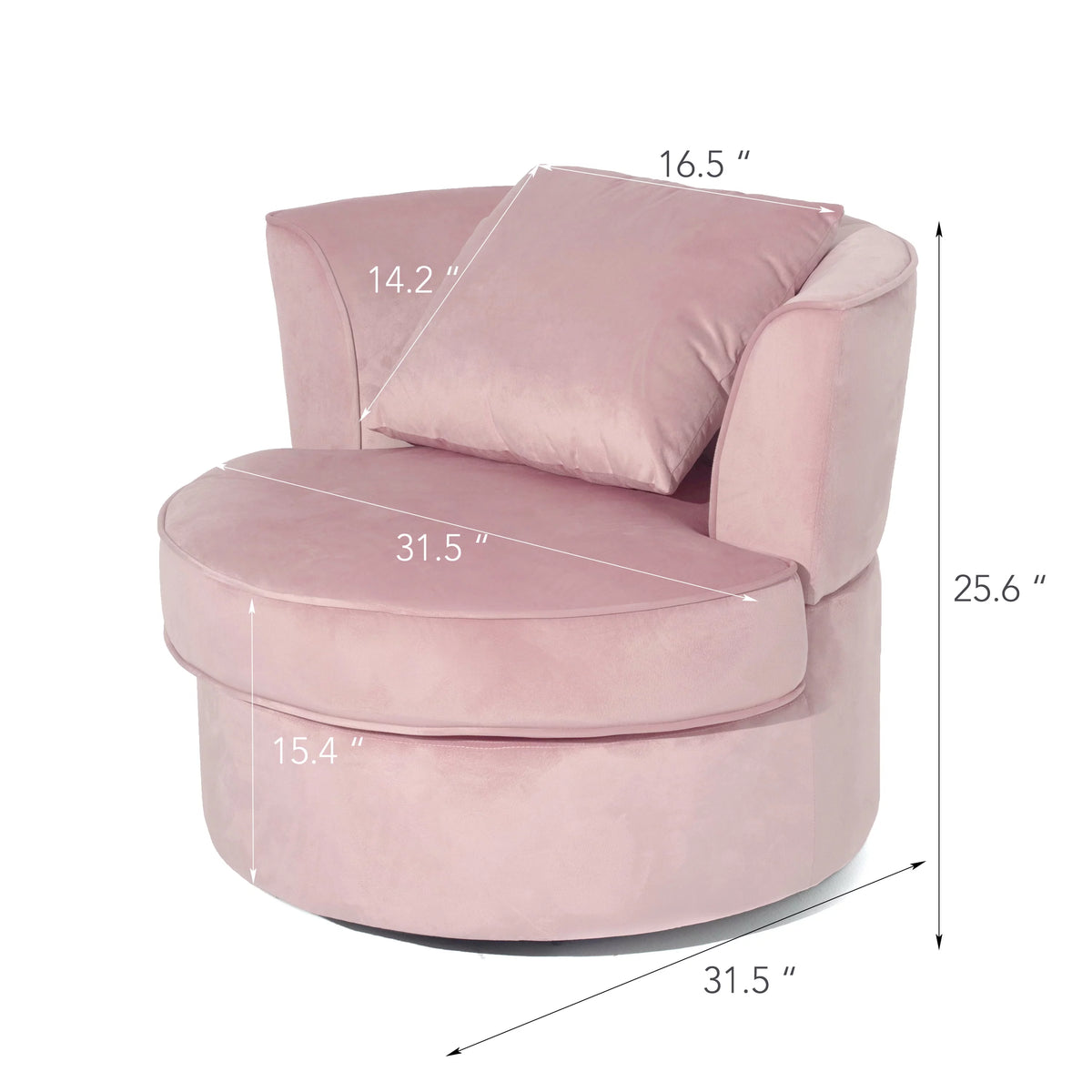 Pink Velvet Swivel Barrel Chair with 1 Pillow S491566