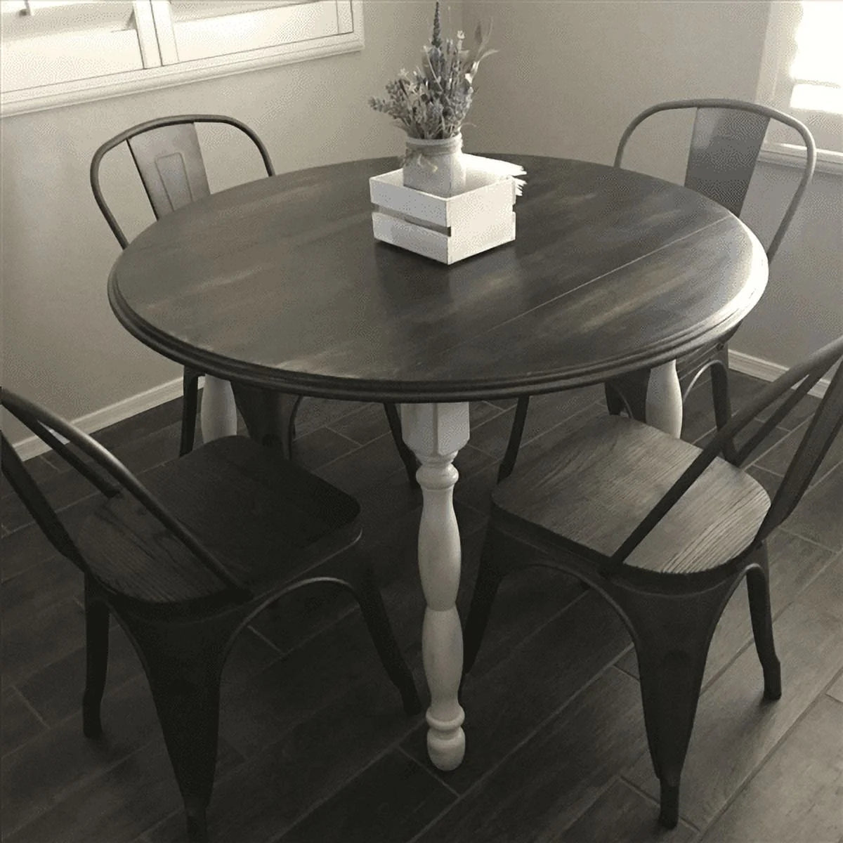 Metal Dining Chairs with Wooden Seat Set of 4 X5643