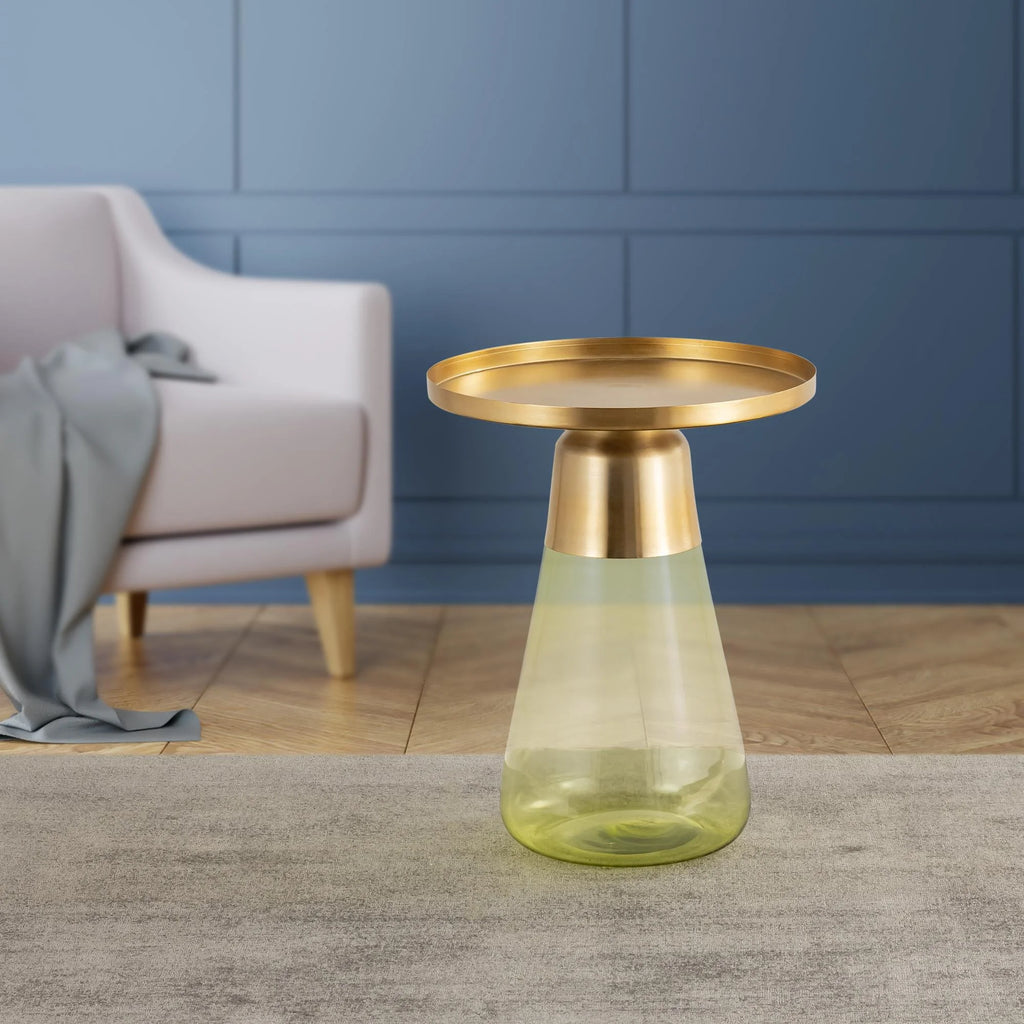 Green Glass Side Table X16288