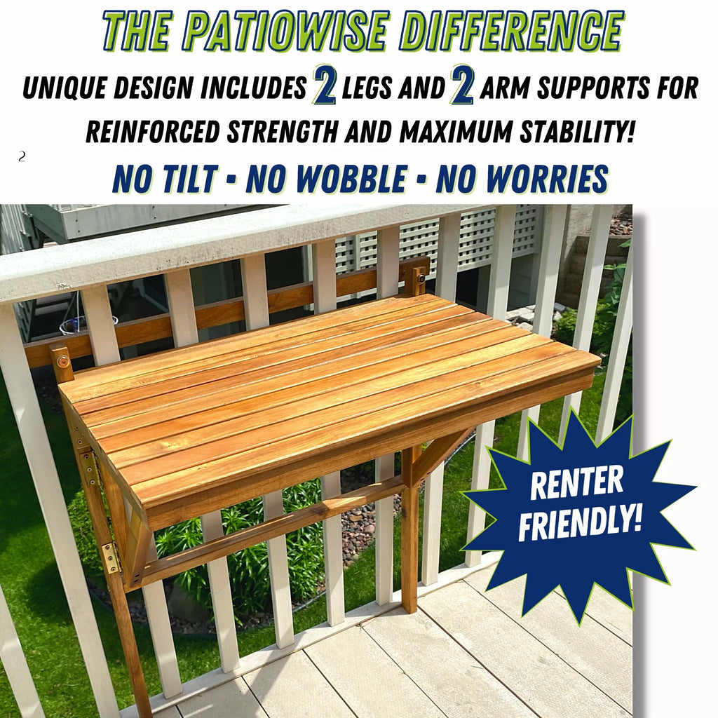 Folding Acacia Wood Balcony Table R2292