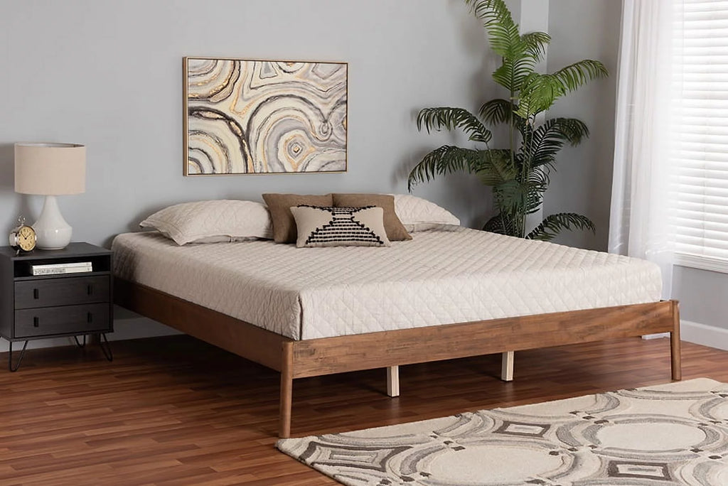 Ash Walnut Finished Wood Queen Size Bed Frame Q172339