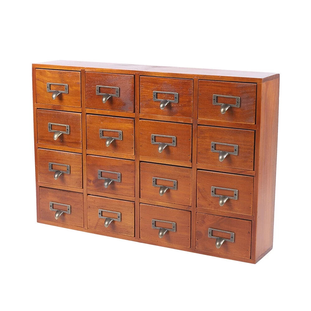 16 Drawer Vintage Wood Apothecary Cabinet E304500