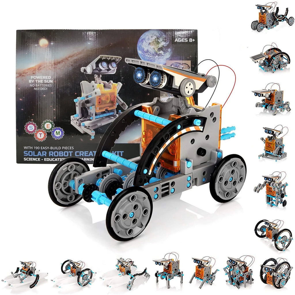 190 Pieces DIY Solar Powered Robot Construction Kit D6497