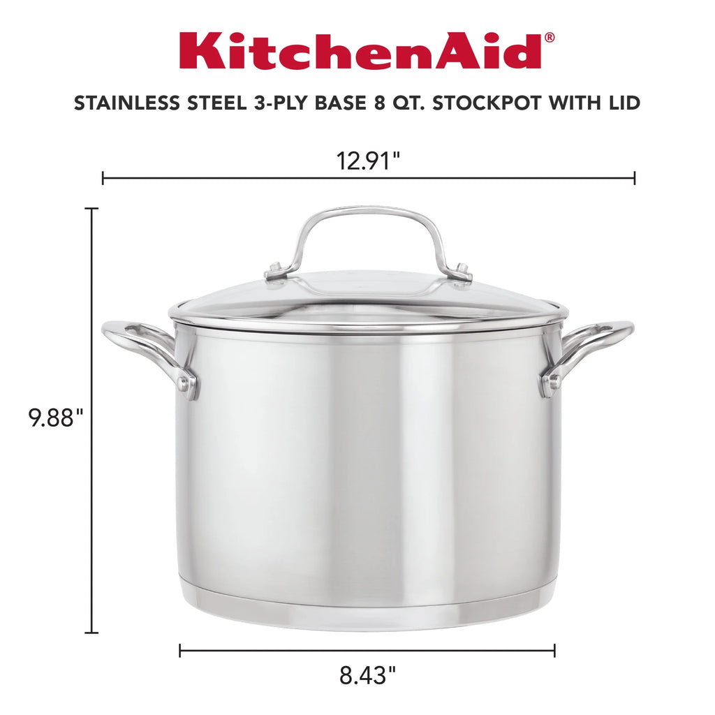 3-Ply Stainless Steel Induction Stockpot with Lid, 8 Quart D31374
