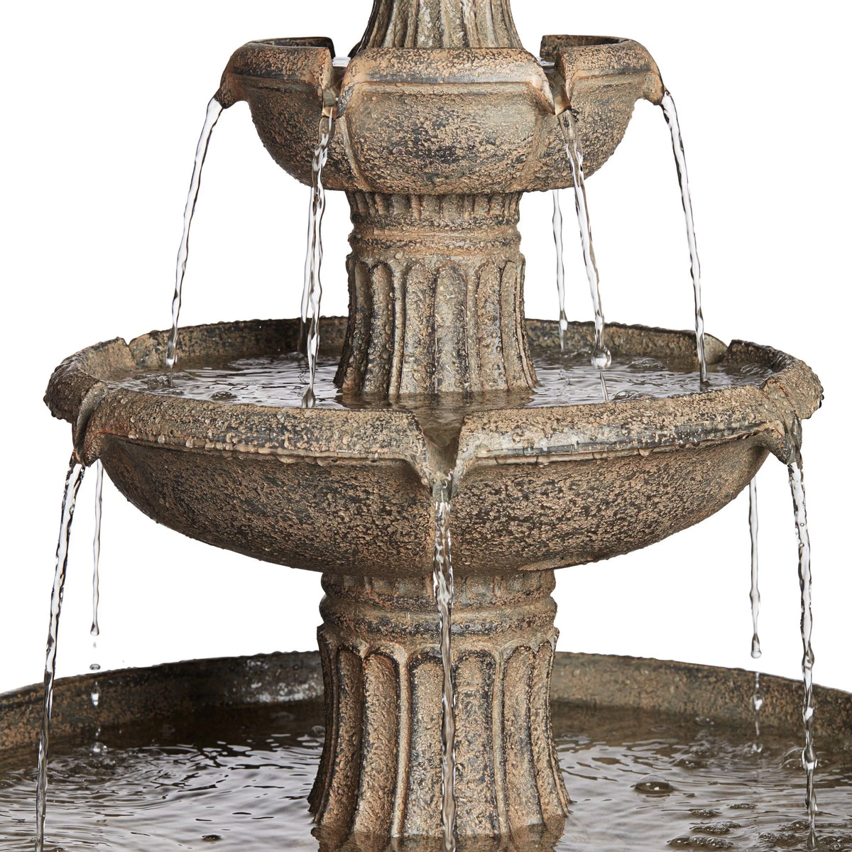 3 Tier Basin Outdoor Floor Water Fountain with LED Light 46" I156