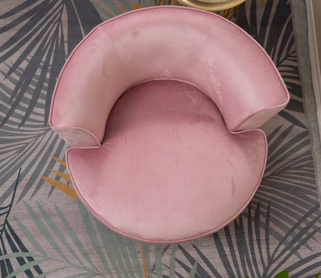 Pink Velvet Swivel Barrel Chair with 1 Pillow S491566