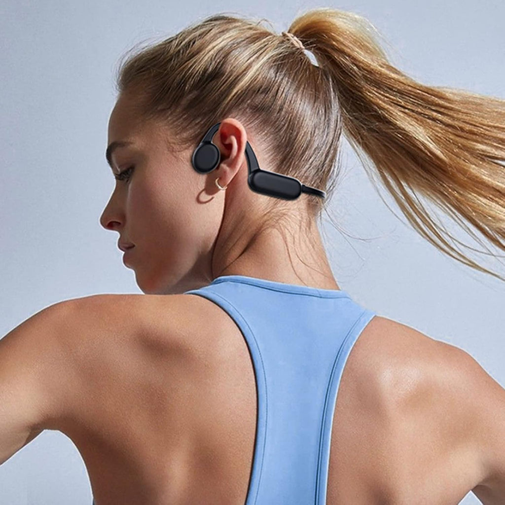 Black Bone Conduction Open Ear Headphones with Mic, 8G Memory, IPX 8 Waterproof, Pack of 2 L9501