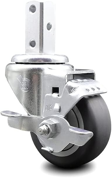 Swivel Square Stem Caster Set 4 with Gray Thermoplastic Rubber Wheel U19107