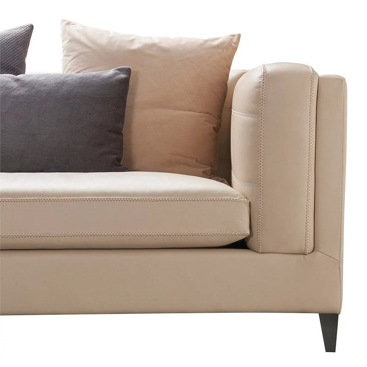 Beige Top Grain Leather 4-Seater Sectional Sofa I5852
