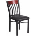 Black Metal and Mahogany Wood Restaurant Chair with Black Vinyl Seat Z2667
