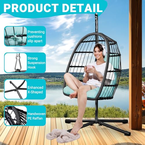Egg Chair with Stand Rattan Wicker Hanging Swing Hammock Chair U9926