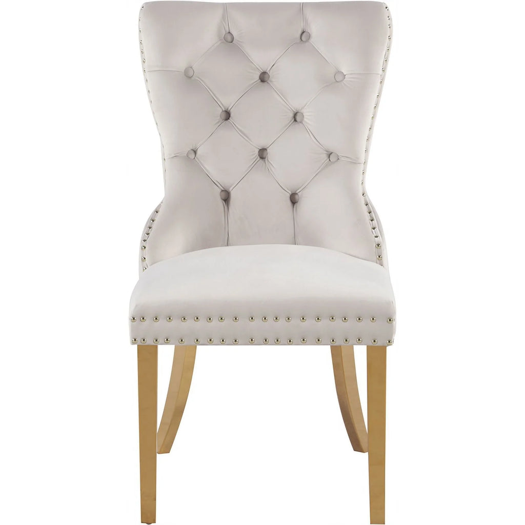 Cream Velvet Dining Chairs Set of 2 Y752