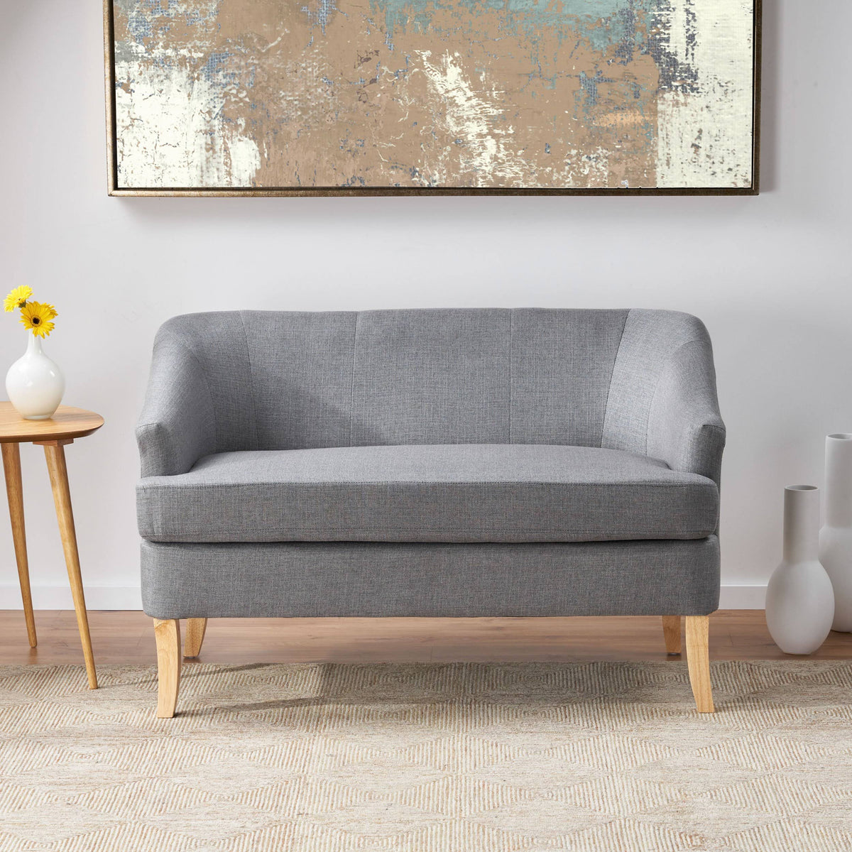 Dark Grey Fabric Loveseat V462792