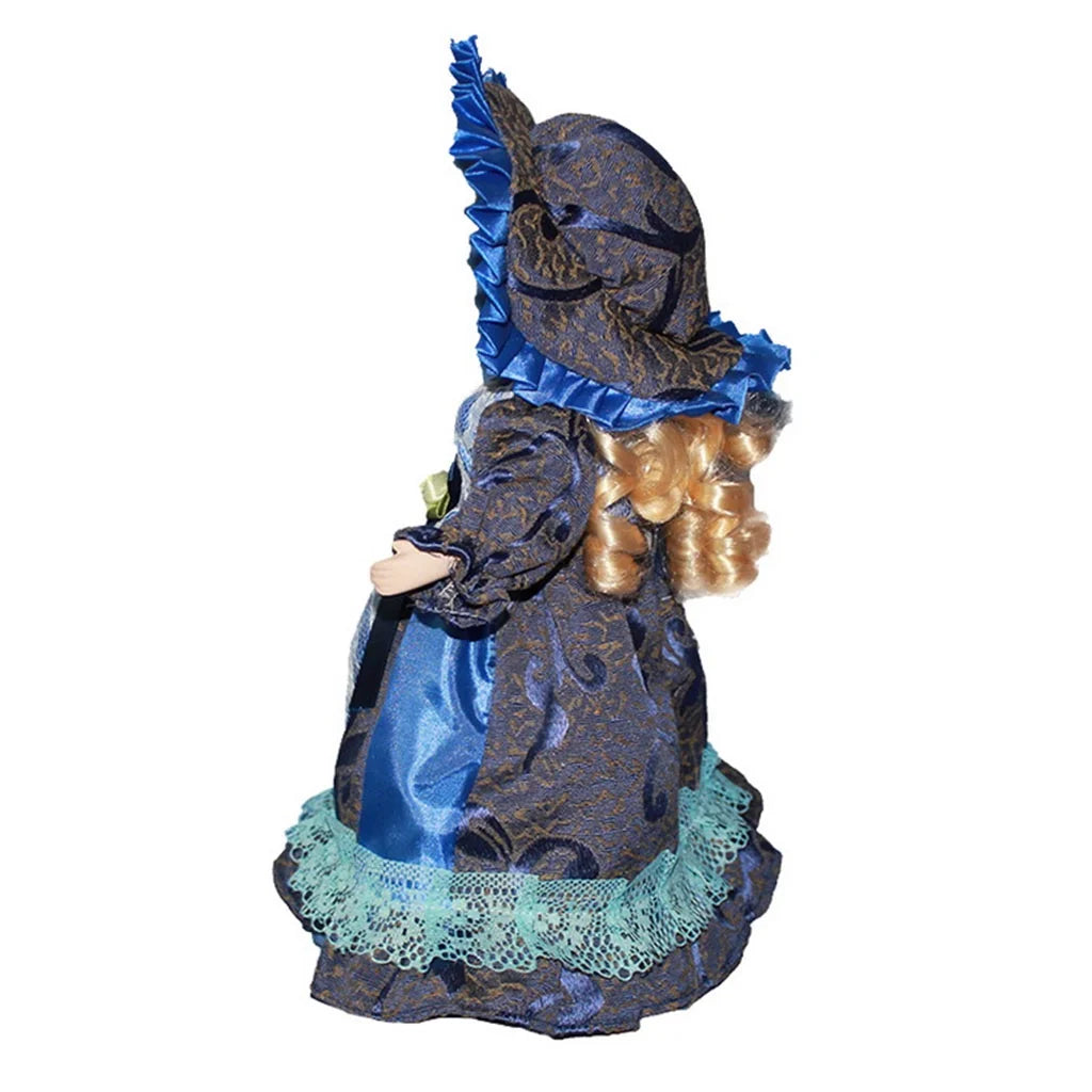 Porcelain Doll Figure with Wooden Stand F141