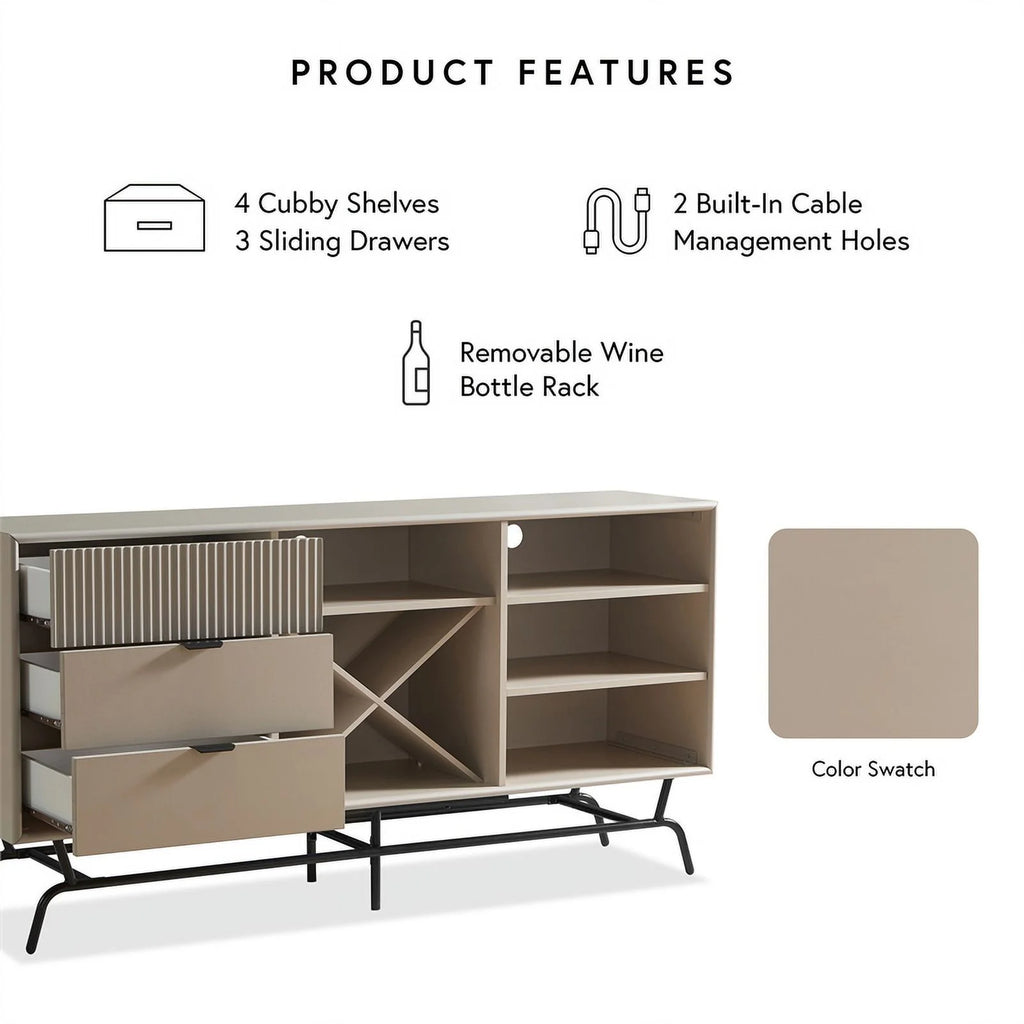 Light Taupe and Black Wood Buffet X6795
