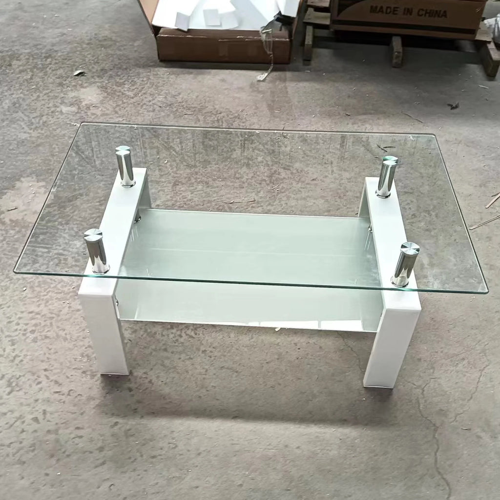 Clear Glass 2-Layer Coffee Table Y80647