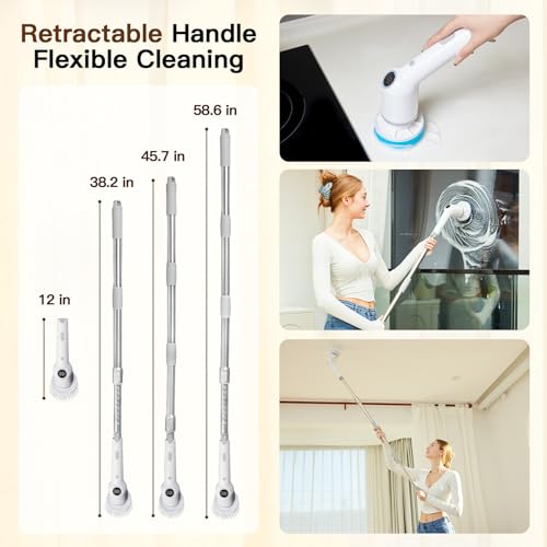 Cordless Electric Spin Scrubber with 8 Replaceable Brush Heads B88731