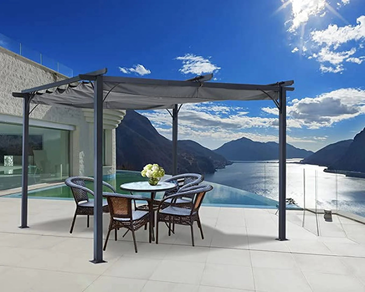 11x11 Outdoor Patio Pergola with Retractable Shade O777