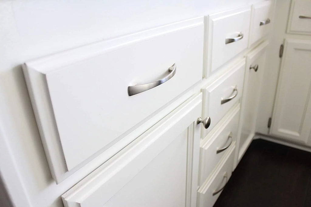 Brushed Nickel Cabinet Hardware Curved Pulls E67311