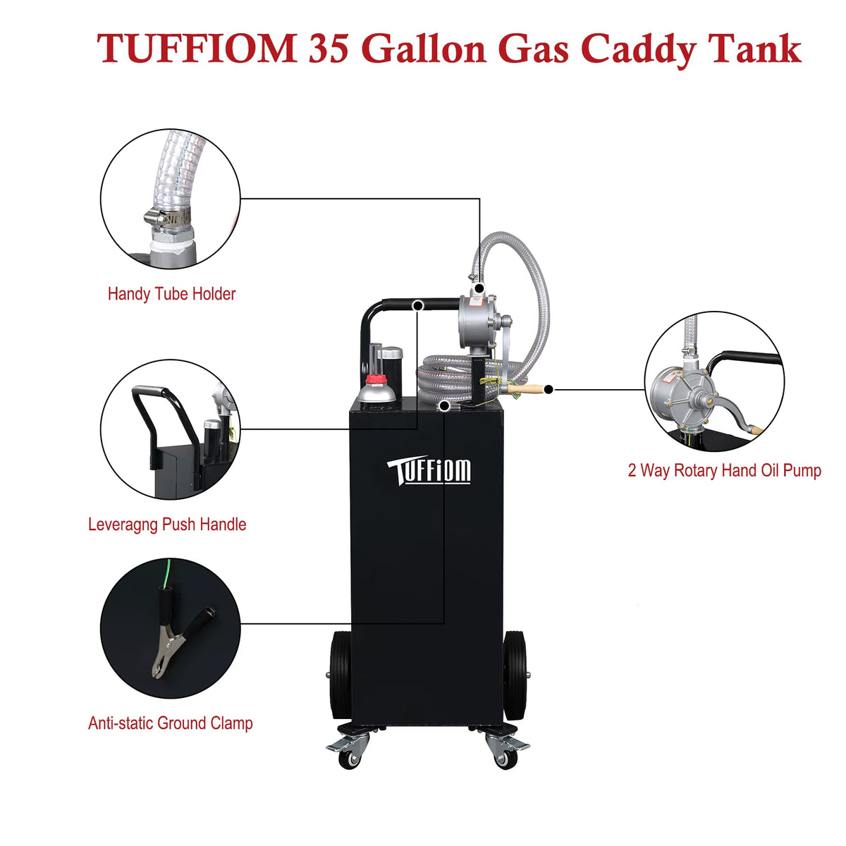 35 Gallon Gas Caddy with Hand Pump & Wheels D2754