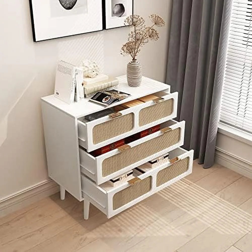 3 Drawer Rattan Wood Dresser I388288