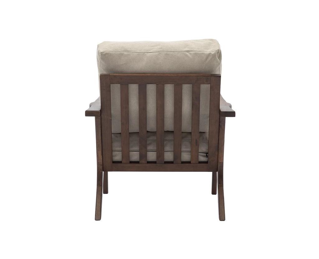 Beige Upholstered Accent Chair with Wooden Frame N472