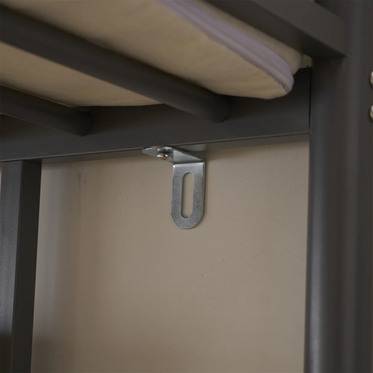 Twin Size Black Metal Loft Bed with Desk and Shelves F717