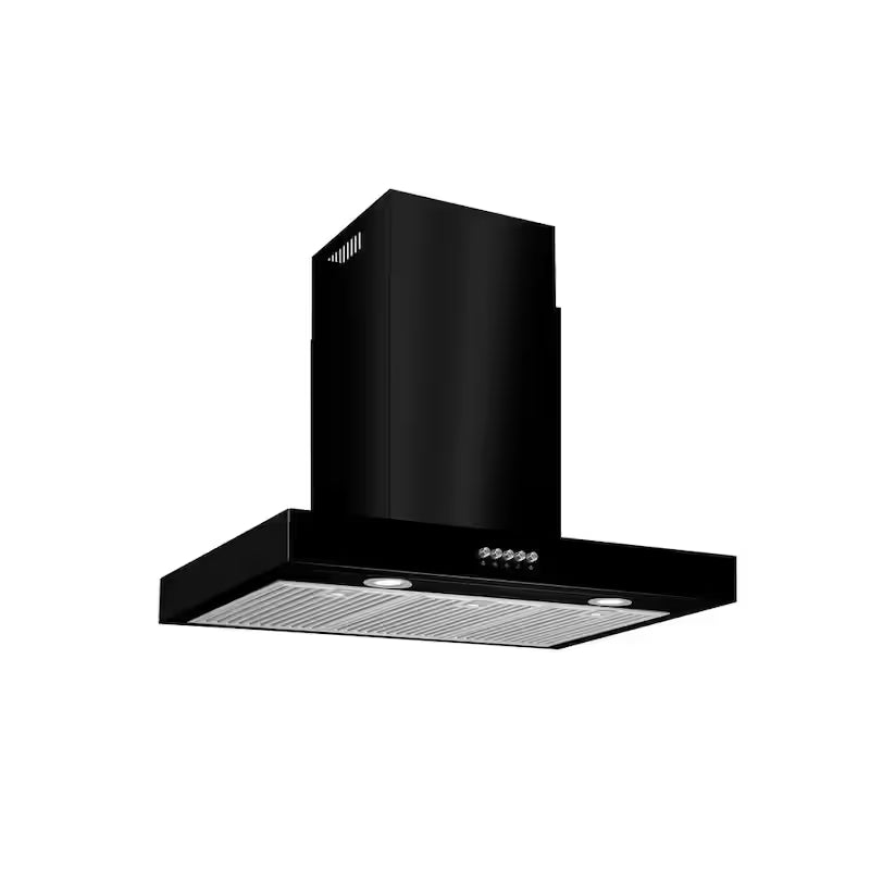 30 in. 350CFM Convertible T-Shape Wall Mount Range Hood in Black with Charcoal Filters and LED Lighting Y40301