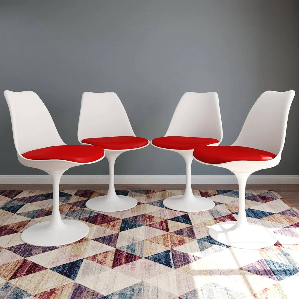 Red Faux Leather Tulip Side Chair Set of 4 V338