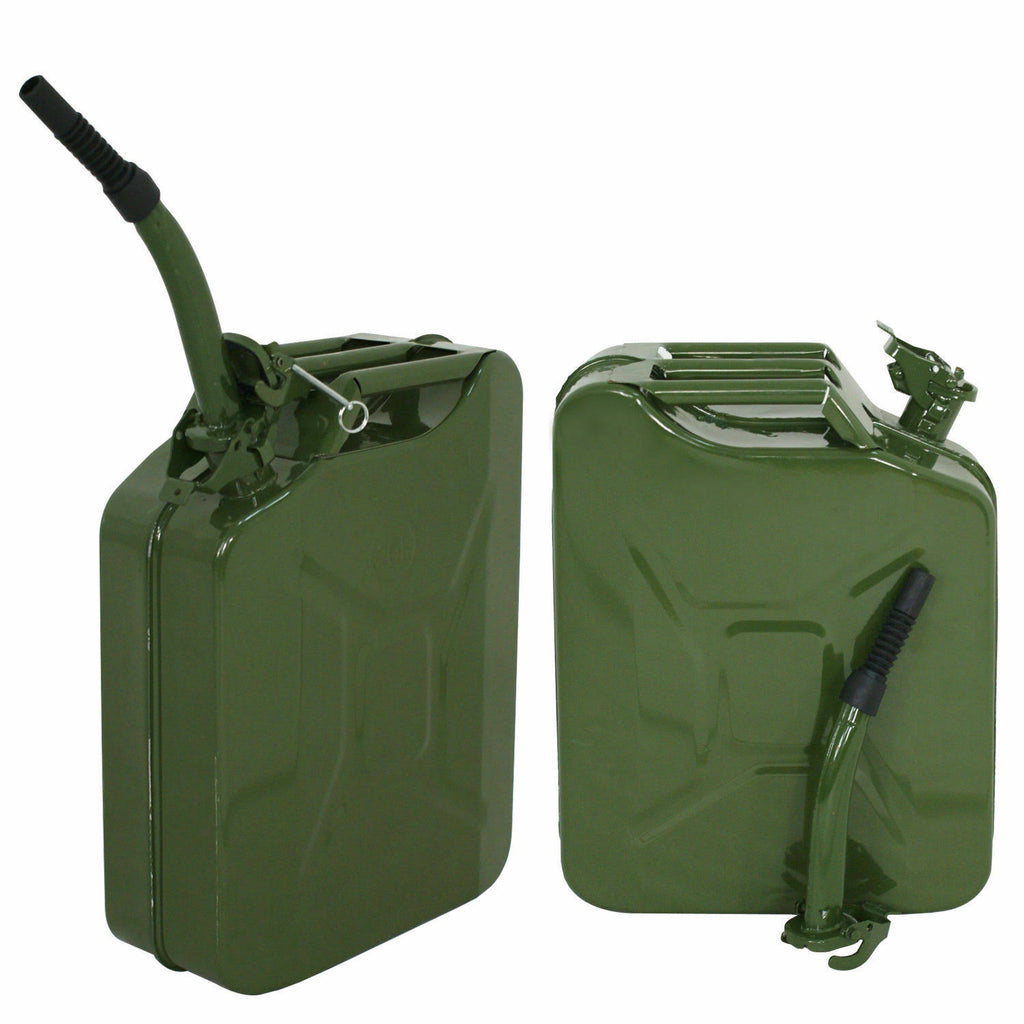 2pcs 5 Gallon 20L Gas Jerry Can Fuel Steel Tank Military Green C16575
